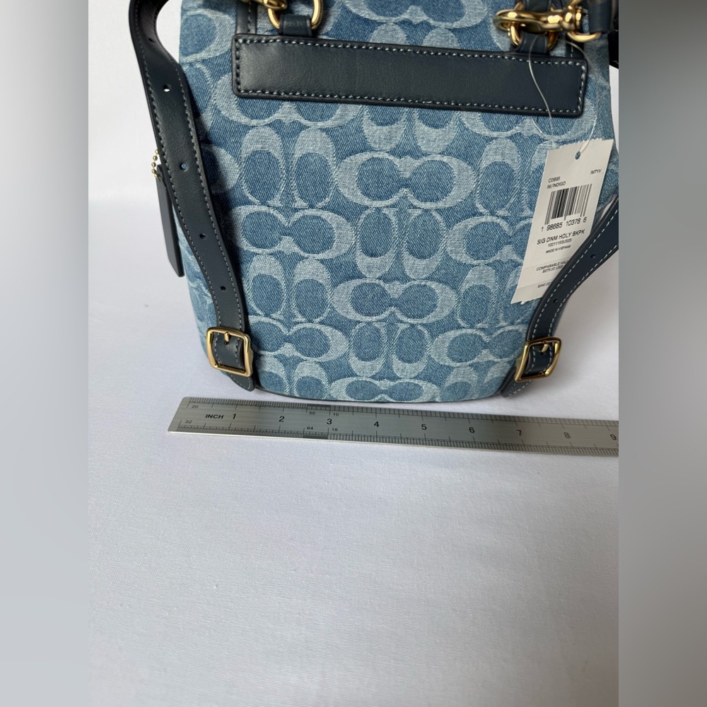NWT Coach Hadley Backpack Signature blue Denim  /Gold hardware CDB95 - Picture 9 of 14